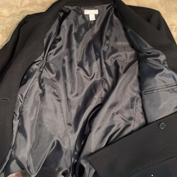 Nordstrom Coat Virgin Wool Cashmere Blend Italy Pockets Size 16 Black - Picture 11 of 11